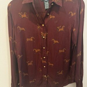 Ralph Lauren Burgundy Equestrian Print Shirt